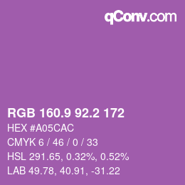カラーコード: RGB 160.9 92.2 172 | qconv.com