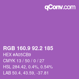 カラーコード: RGB 160.9 92.2 185 | qconv.com