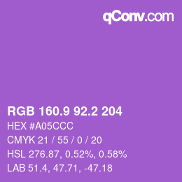 カラーコード: RGB 160.9 92.2 204 | qconv.com