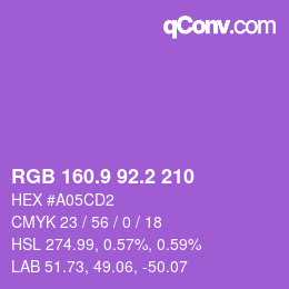 カラーコード: RGB 160.9 92.2 210 | qconv.com