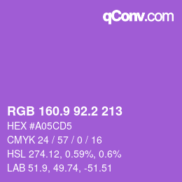 カラーコード: RGB 160.9 92.2 213 | qconv.com