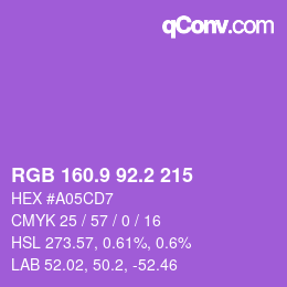 カラーコード: RGB 160.9 92.2 215 | qconv.com