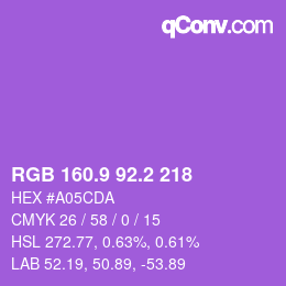 カラーコード: RGB 160.9 92.2 218 | qconv.com