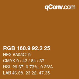 カラーコード: RGB 160.9 92.2 25 | qconv.com
