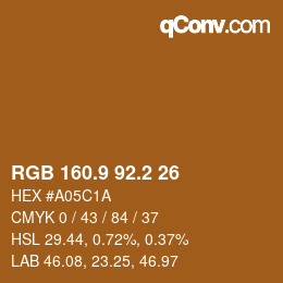 Color code: RGB 160.9 92.2 26 | qconv.com