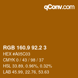 カラーコード: RGB 160.9 92.2 3 | qconv.com