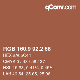 Color code: RGB 160.9 92.2 68 | qconv.com