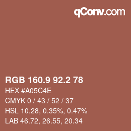 Color code: RGB 160.9 92.2 78 | qconv.com