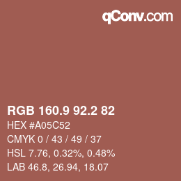 Color code: RGB 160.9 92.2 82 | qconv.com