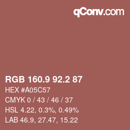 Color code: RGB 160.9 92.2 87 | qconv.com