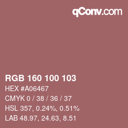 Color code: RGB 160 100 103 | qconv.com