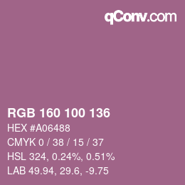 カラーコード: RGB 160 100 136 | qconv.com