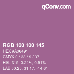 Color code: RGB 160 100 145 | qconv.com