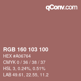 Color code: RGB 160 103 100 | qconv.com