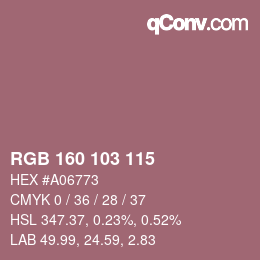 Color code: RGB 160 103 115 | qconv.com