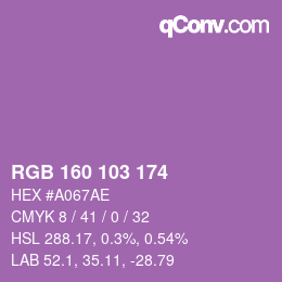 Color code: RGB 160 103 174 | qconv.com