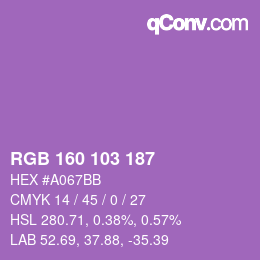 Color code: RGB 160 103 187 | qconv.com