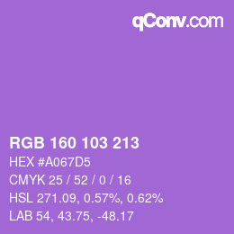 カラーコード: RGB 160 103 213 | qconv.com