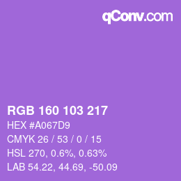 Color code: RGB 160 103 217 | qconv.com