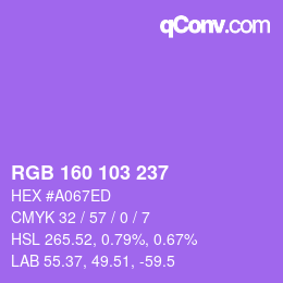 Color code: RGB 160 103 237 | qconv.com