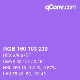 Color code: RGB 160 103 239 | qconv.com