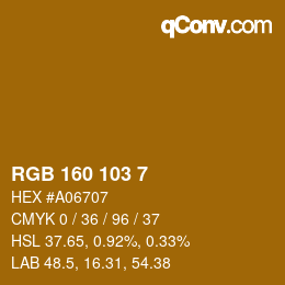 カラーコード: RGB 160 103 7 | qconv.com