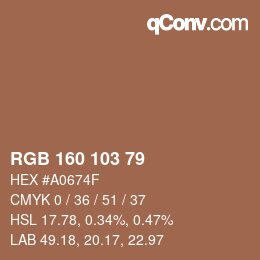 Color code: RGB 160 103 79 | qconv.com