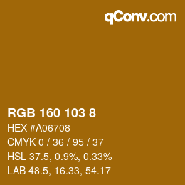 カラーコード: RGB 160 103 8 | qconv.com