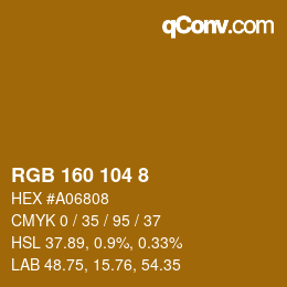 Color code: RGB 160 104 8 | qconv.com
