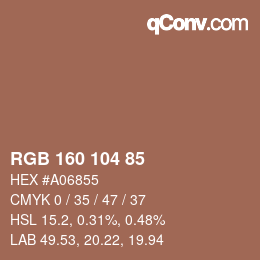 Color code: RGB 160 104 85 | qconv.com