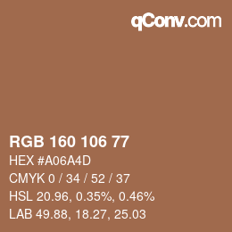 Farbcode: RGB 160 106 77 | qconv.com