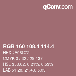 カラーコード: RGB 160 108.4 114.4 | qconv.com