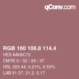 カラーコード: RGB 160 108.8 114.4 | qconv.com