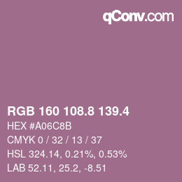 カラーコード: RGB 160 108.8 139.4 | qconv.com