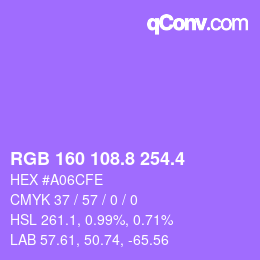カラーコード: RGB 160 108.8 254.4 | qconv.com