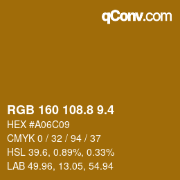 カラーコード: RGB 160 108.8 9.4 | qconv.com