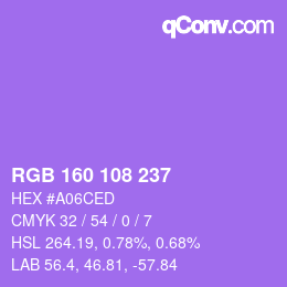 Color code: RGB 160 108 237 | qconv.com