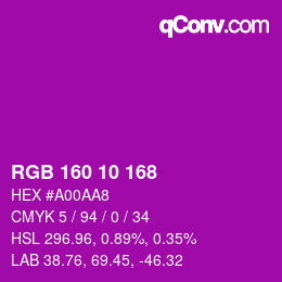 Color code: RGB 160 10 168 | qconv.com