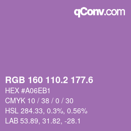 カラーコード: RGB 160 110.2 177.6 | qconv.com
