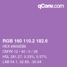 カラーコード: RGB 160 110.2 182.6 | qconv.com