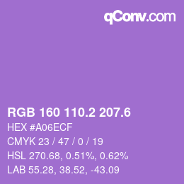 カラーコード: RGB 160 110.2 207.6 | qconv.com