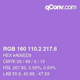 カラーコード: RGB 160 110.2 217.6 | qconv.com