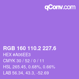 カラーコード: RGB 160 110.2 227.6 | qconv.com