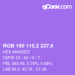 カラーコード: RGB 160 110.2 237.6 | qconv.com