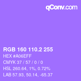 カラーコード: RGB 160 110.2 255 | qconv.com