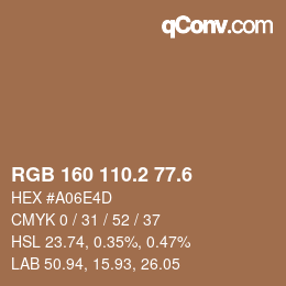 カラーコード: RGB 160 110.2 77.6 | qconv.com
