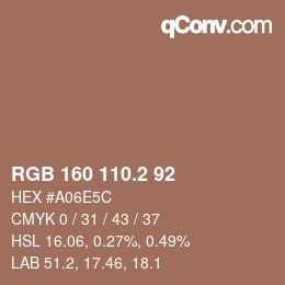 Color code: RGB 160 110.2 92 | qconv.com