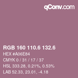 カラーコード: RGB 160 110.6 132.6 | qconv.com