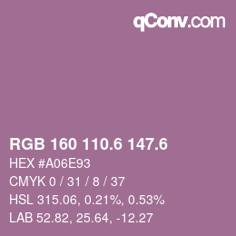カラーコード: RGB 160 110.6 147.6 | qconv.com