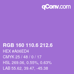 カラーコード: RGB 160 110.6 212.6 | qconv.com